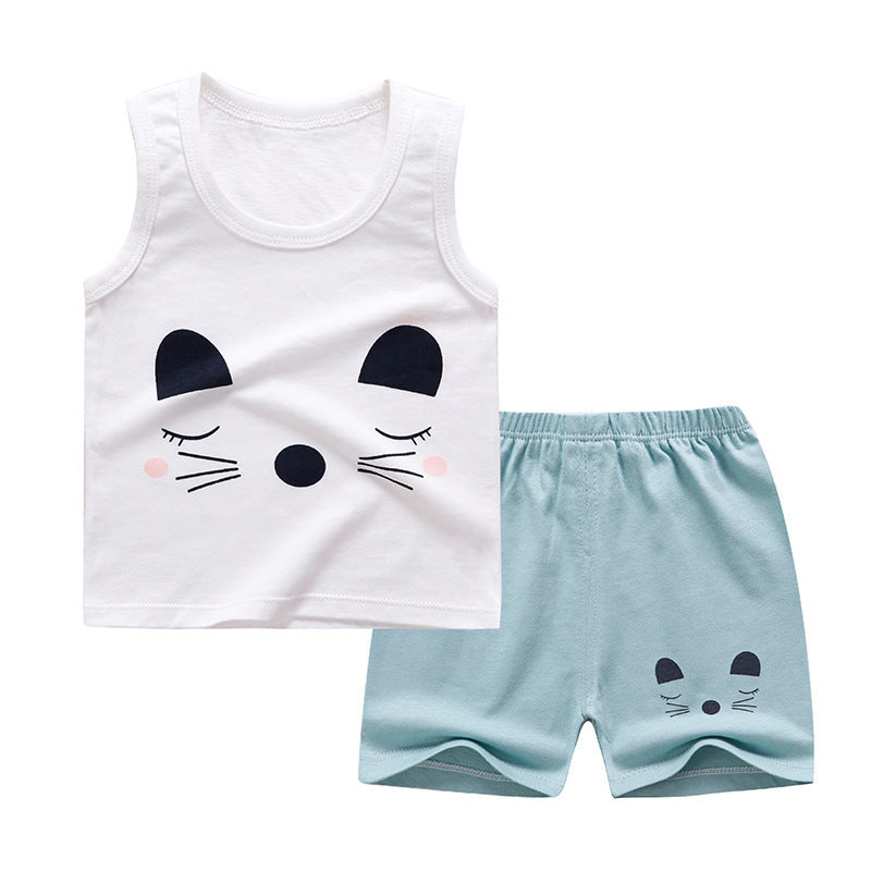 Children's Short-sleeved Suit Summer Cotton