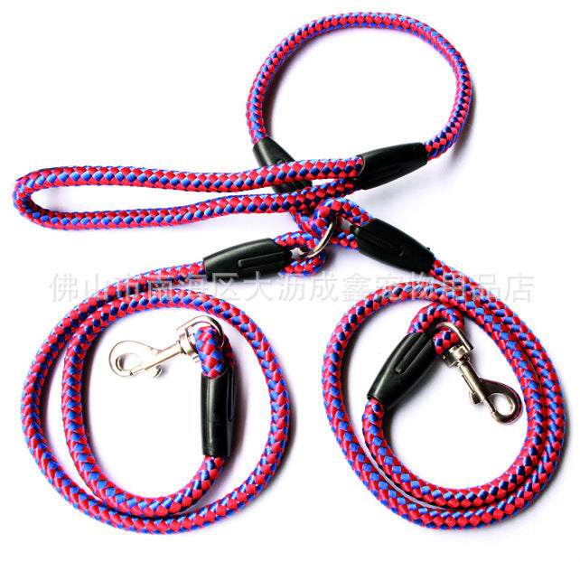 Double-Ended Traction Rope For Walking The Dog Hand-Double-Ended Traction Rope One Plus Two Leash Collar Pet Supplies Dog Collar