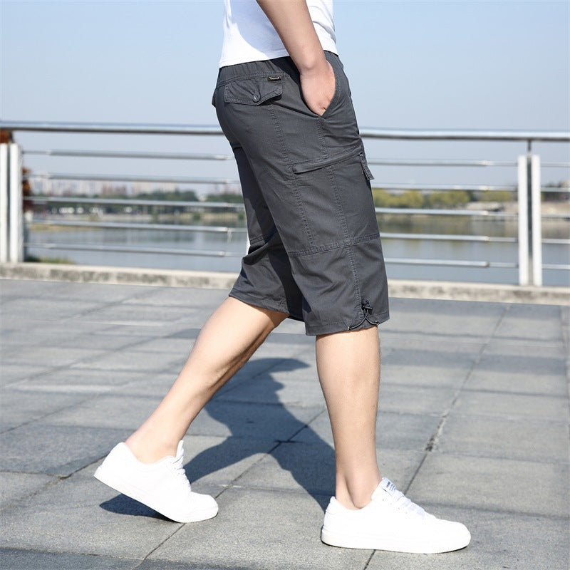 Casual Cropped Shorts Men's Elastic Shorts