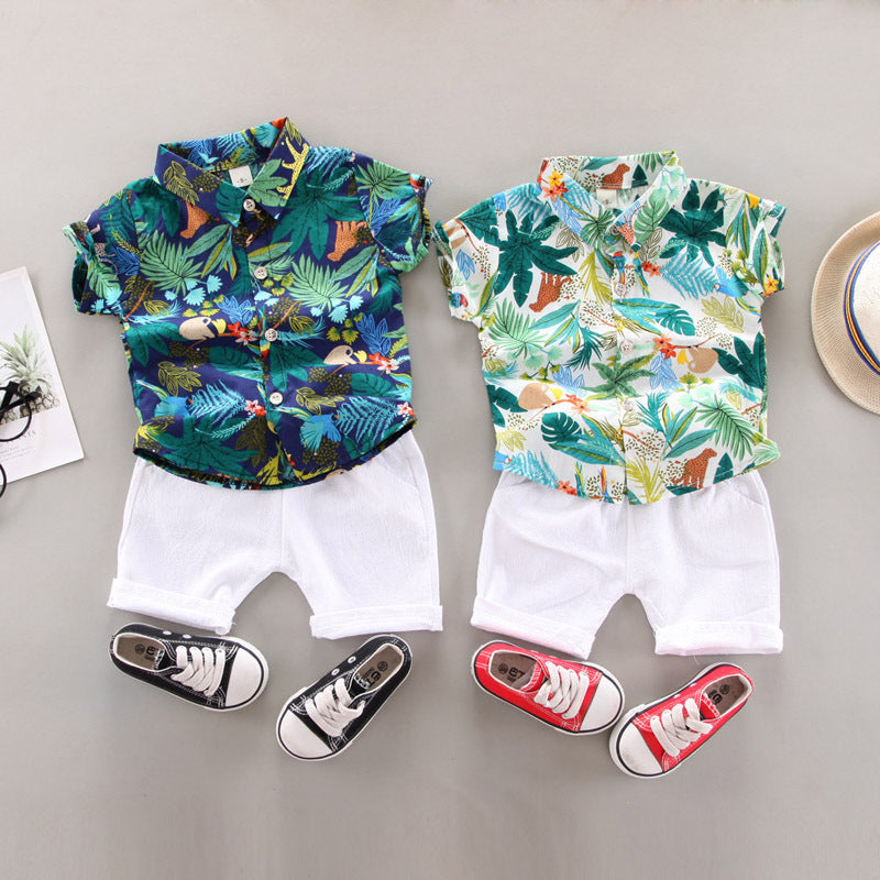 Boys' Summer Short Sleeve Shirt Shorts Suit