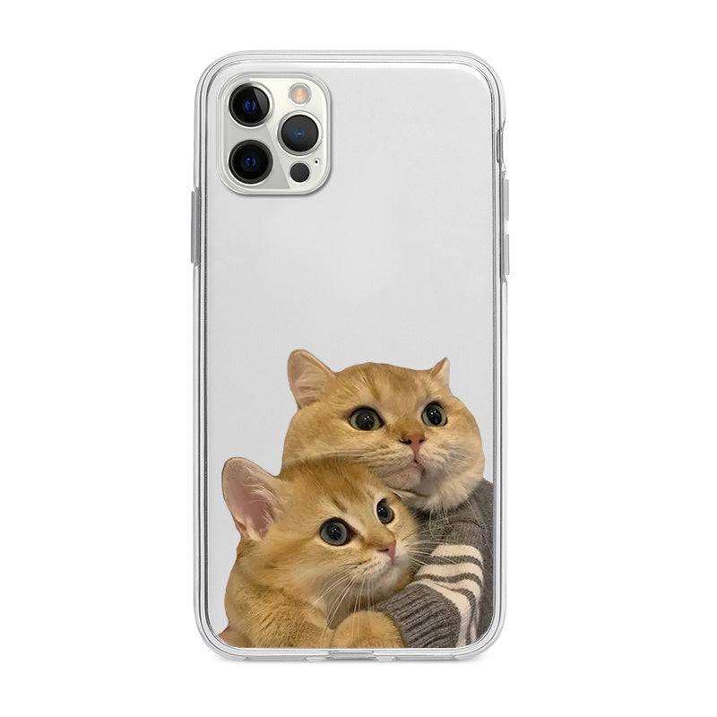 Couple Cat Pattern Print Transparent Phone Case