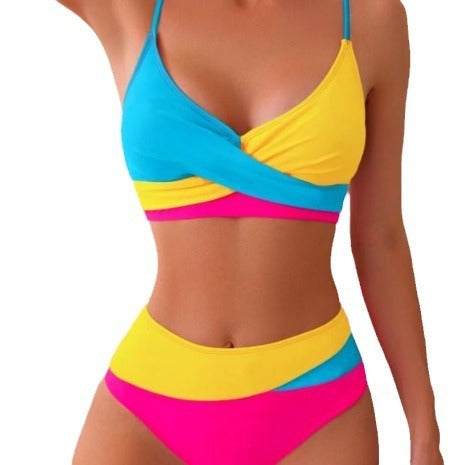 Split Swimsuit Color Matching Color Contrast Bikini Bikini Swimsuit