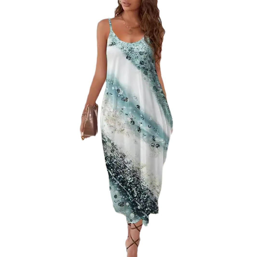 Women's Fashion Printed Loose Sling Dress