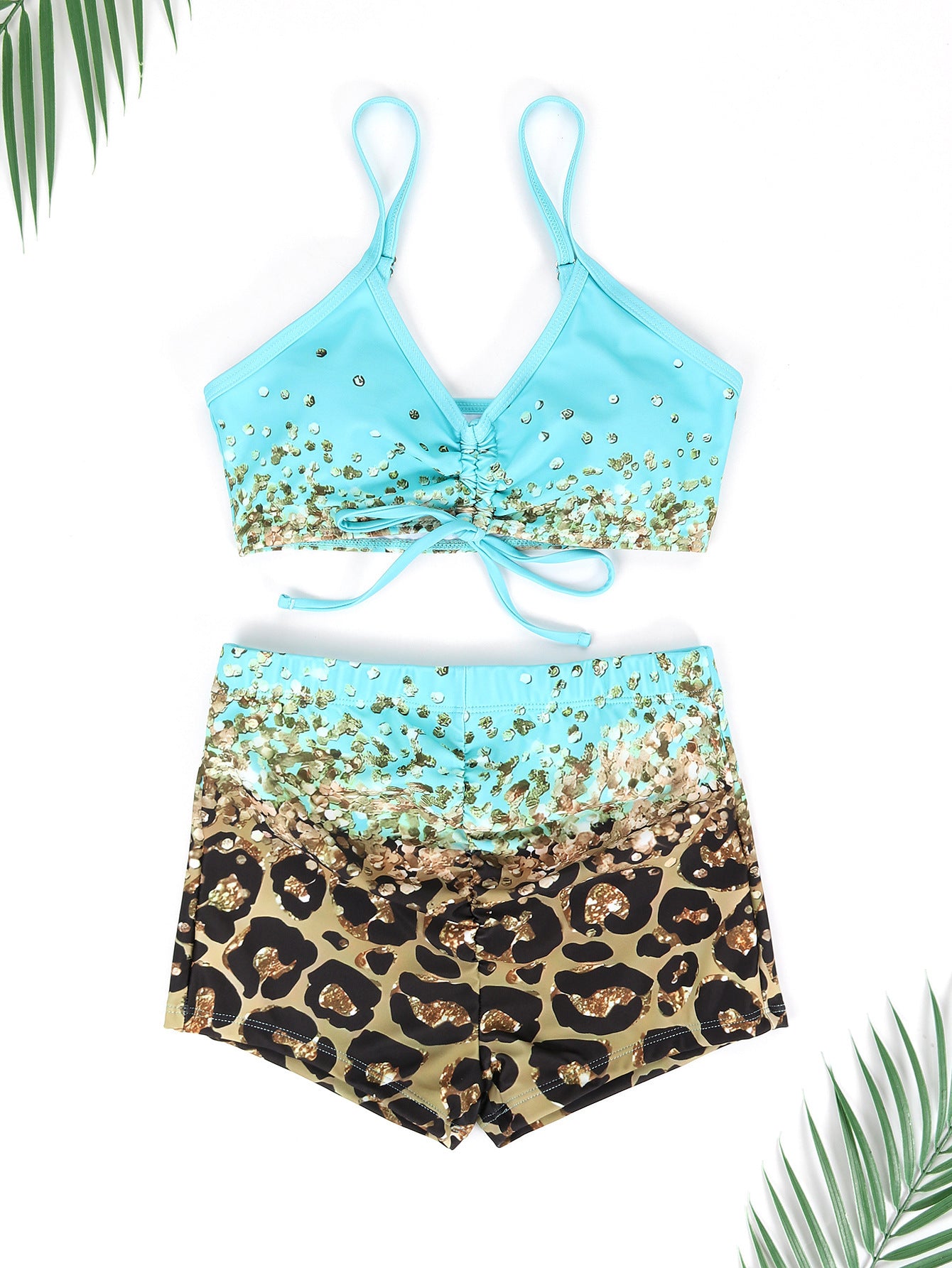 Women's Versatile Casual Split Print Swimsuit Set